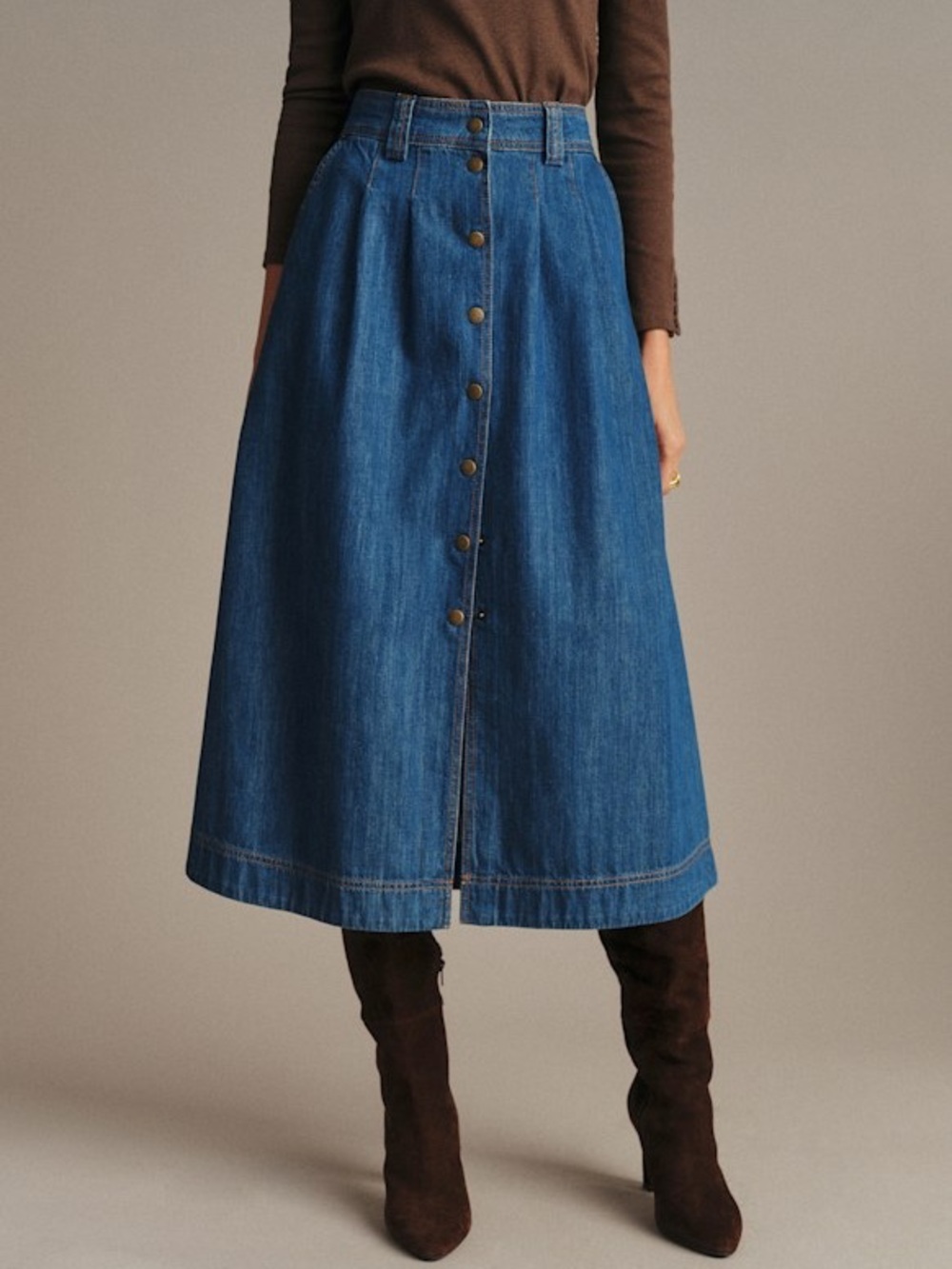 Sezane clarine denim midi skirt - Picture 2 of 6